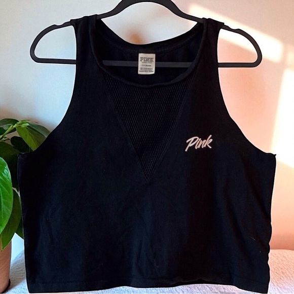 PINK Victoria's Secret Mesh V-Neck Crop Top Tank - Size Large - Picture 1 of 7